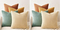 Topfinel Decorative Throw Pillow Covers Cushion Cases, Set of 4 Soft Velvet Modern Double-Sided Designs, Mix and Match for Boho Farmhouse Fall Home Decor (18x18 inch, Orange/Teal) (Pack of 2)