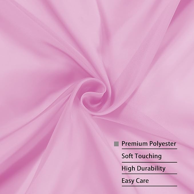 OWENIE Pink Sheer Curtains 90 Inch Length, Elegant Soft Sheer Curtains for Bedroom, Window Voile Sheer Curtain Panels/Drapes/Treatment for Living Room, 2Pcs, Each 42" W x 90" L