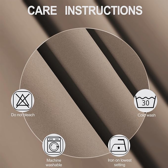LEMOMO Blackout Curtains 66 x 54 Inch Long Cappuccino Curtains Set of 2 Panels Room Darkening Curtains for Bedroom and Living Room