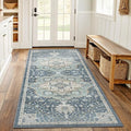AMADA HOMEFURNISHING 2x6 Washable Runner Rug, Low-Profile Kitchen Rugs with Non-Slip Backing & Durable Edge Binding, Vintage Entryway Runner Rug for Bedroom & Hallway