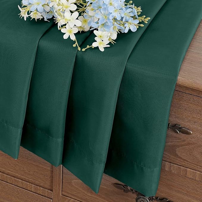 Green Window Sheer Curtains 54 inch Length, Soft Airy Light Filtering Sheer Curtain 2 Panels Set, Dual Rod Pocket Gauze Drapes for Living Room Bedroom, Hunter Green, 2x42Wx54L Inches