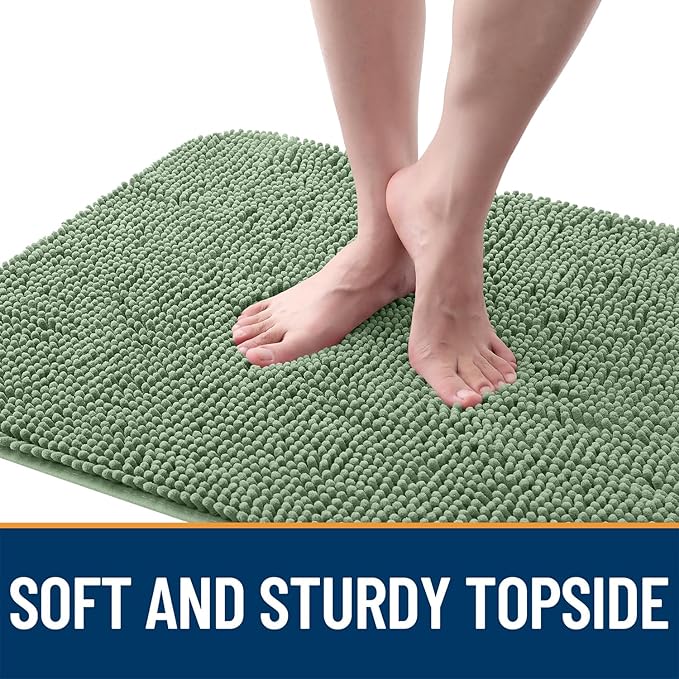 OLANLY Dog Door Mat for Muddy Paws 24x16, Absorbs Moisture and Dirt, Absorbent Non-Slip Washable Doormat, Quick Dry Chenille Mud Mat, Entry Indoor Entryway Carpet for Inside Floor, Olive Green