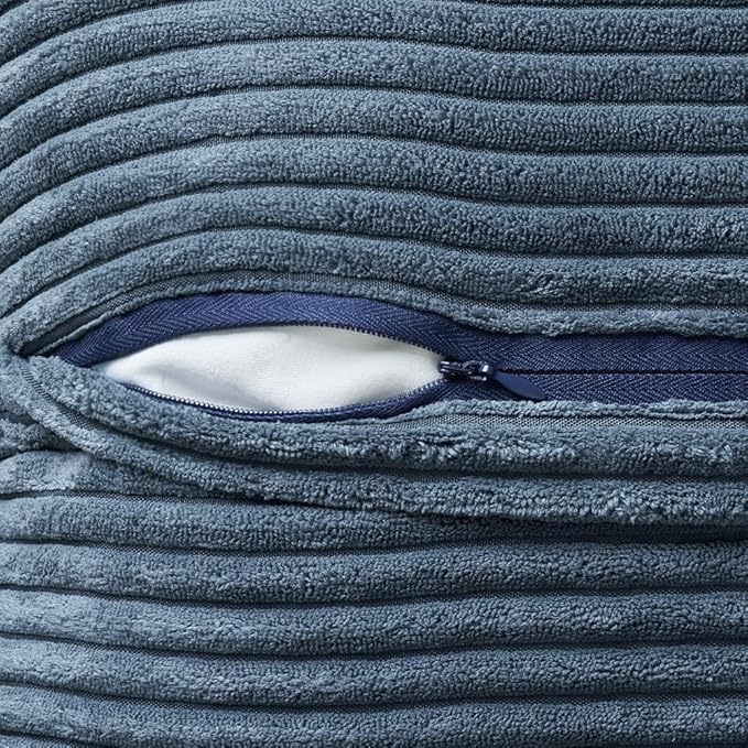 MIULEE Decorative Lumbar Throw Pillow Covers for Couch Bed Livingroom 14x22 Inch Set of 2 Blue Boho Accent Throw Pllows Broadside Striped Patchwork Soft Corduroy Summer Coastal Pillowcases