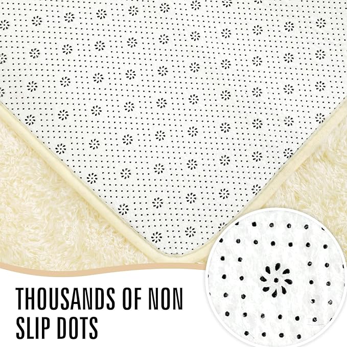 LOCHAS Ultra Soft Indoor Modern Area Rugs Fluffy Living Room Carpets for Children Bedroom Home Decor Nursery Rug 2x3 Feet, Light Champagne