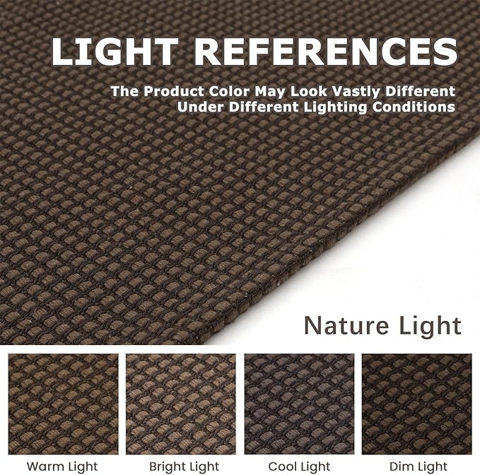 KOZYFLY Washable Area Rug 4x6 ft Non Slip Rubber Backed Living Room Rugs Braided Woven Cotton Kitchen Rugs Indoor Entryway Rug Floor Carpet for Dining Living Room Bedroom, Reddish Brown/Coffee