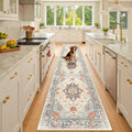 Area Rugs 2'x10' Runner Rug Non Slip Washable for Kitchen Hallway Bedroom Beside Laundry Room Bathroom Rug, Floor Carpet, Beige Navy Blue Orange Colorful