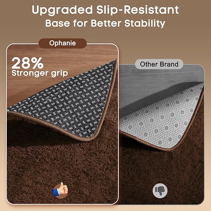 Ophanie 8x10 Brown Area Rugs for Living Room, Large Shag Bedroom Carpet, Big Indoor Thick Soft Shaggy Nursery Rug, Fluffy Carpets for Boy and Girls Room Dorm Home Decor Aesthetic