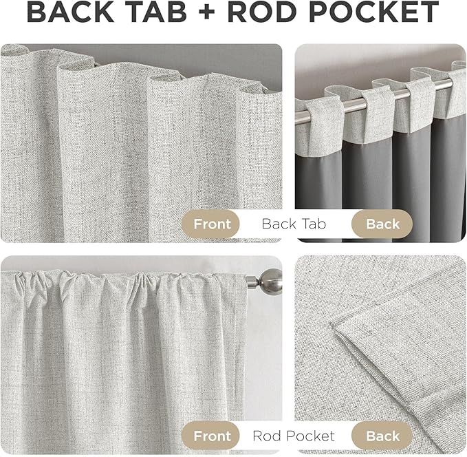 Joydeco Linen Blackout Curtains for Bedroom - 100% Light Blocking 1 Panels, White Drapes 100" W x 108" L, Thermal Insulated Room Darkening Curtains for Living Room, Rod Pocket & Back Tabs