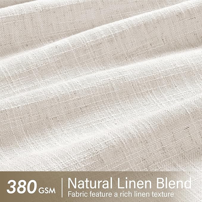 MIULEE Pinch Pleated Thick Linen Curtains 86 Inches Long 2 Panels Set for Living Room Bedroom, Linen Textured Drapes Pinch Pleat Back Tab Light Filtering Natural Farmhouse Semi Sheer Window Curtains