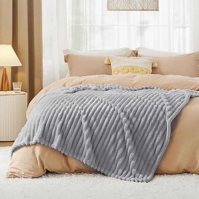 Bedsure GentleSoft Twin XL Blanket for Bed - Cozy Soft Blankets for Women, Cute Large Throws for Girls, Light Grey, 66x90 Inche