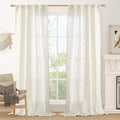 LAMIT Cream Linen Curtains for Living Room 84 inch Length 2 Panels, Light Filtering Semi Sheer Panels Back Tab and Rod Pocket Boho Drapes for Bedroom/Farmhouse, 38 x 84 Inch