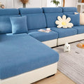 Sofa Covers Couch Covers for Sofa Pet Friendly Couch Cushion Covers Universal Sofa Covers Washable Stretch Slipcovers for Sectional Sofa (Texture Blue, 2 Seats + Chaise Cover)