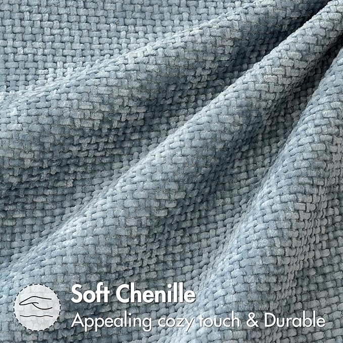 MIULEE Pack of 2 Couch Throw Pillow Covers 16x16 Inch Coastal Smoke Blue Modern Boho Accent Decorative Pillow Covers Soft Chenille Farmhouse Cushion Covers for Home Decor Bed Sofa Living Room