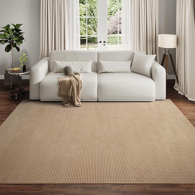 YDKGL Boho Washable Area Rugs 6x9 ft, Non Slip Area Rug for Living Room, Braided Office Rugs Bedroom Rug Woven Washable Indoor Floor Carpets for Office Dining Bedroom Living Room, Easy to Clean, Brown