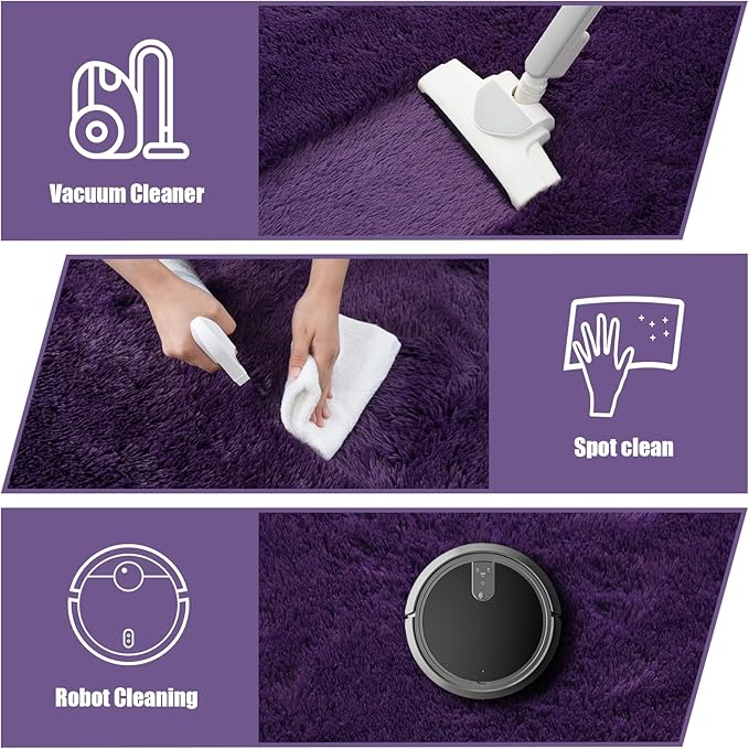 Shag Area Rug for Bedroom 4x6,Purple Fluffy Area Rugs for Living Room,Soft Fuzzy Rug Non-Shedding Indoor Plush Carpet for Kids Bedroom Nursery Dorm Home Decor