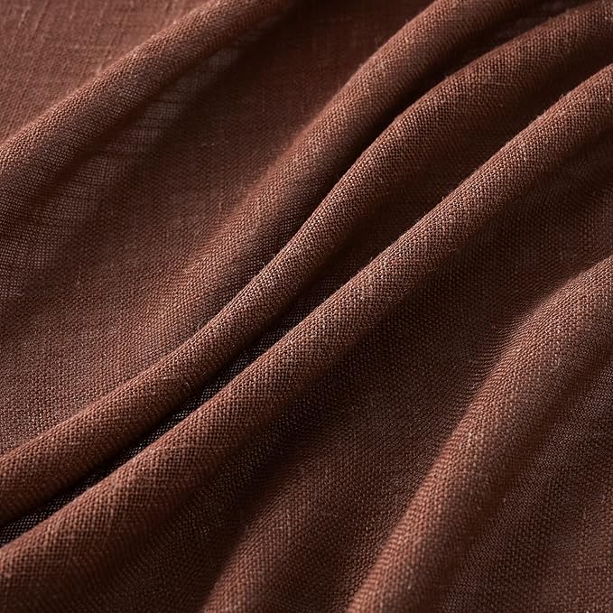 MIULEE Chocolate Brown Linen Curtains 108 Inches Long for Bedroom Living Room, Soft Thick Linen Textured Window Drapes Semi Sheer Light Filtering Rod Pocket Back Tab Burlap Look, 2 Panels