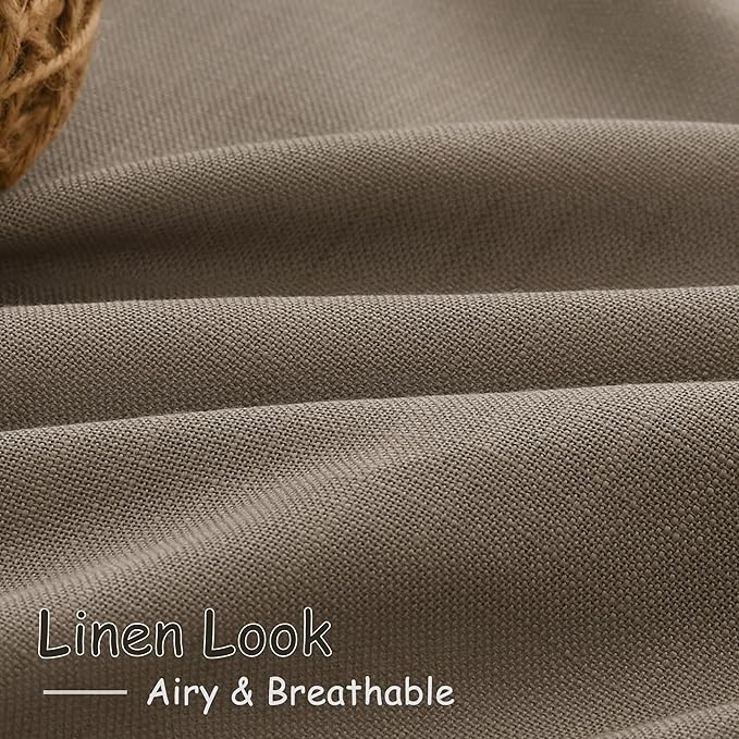 Nanspring Dark Taupe Semi Sheer Curtains 72 Inches Long 2 Panels Set for Bedroom Back Tab Rod Pocket Light Filtering Privacy Drapes Cotton Linen Textured Farmhouse Living Room Curtain 52X72 Inches