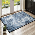 Rugflix 2x3 Entrance Rugs, Entry Rug Washable Non-Slip Stain-Resistant Low Pile Small Modern Dark Carpet, for Living Room Bedroom Indoor, Navy Blue/Black