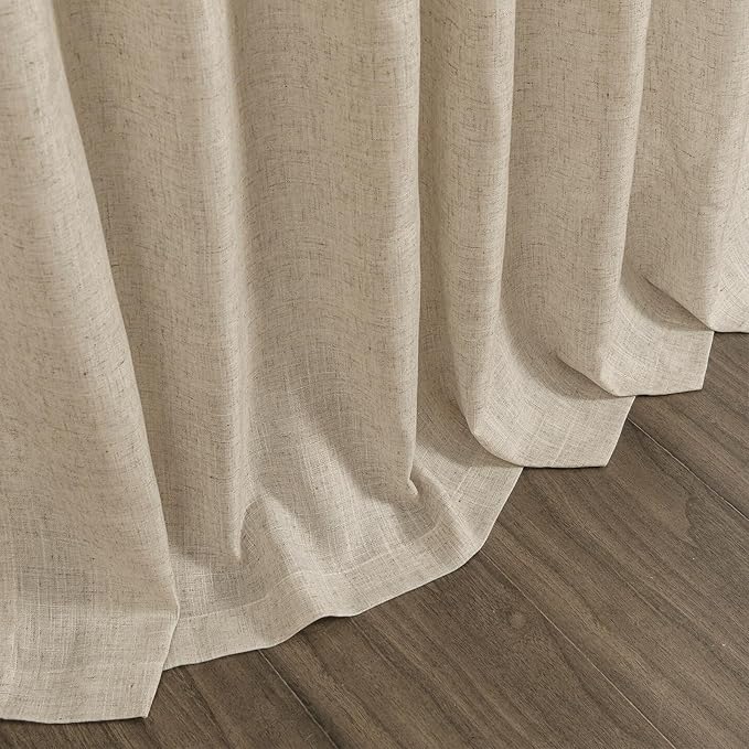 Taupe Burlywood Linen Curtains for Living Room 126 Inches Long Light Filtering Semi Sheer Curtain Back Tab Modern Farmhouse Decor Drapes Floor to Ceiling High Window for Bedroom 52x126, 2 Panels