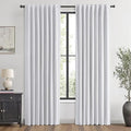 MIULEE 100% Blackout Linen Curtains for Bedroom, Grayish White Solid Luxury Decor Thermal Insulation Room Darkening Drapes for Living Room Nursery Back Tab Rod Pocket 42 x 90 Inches, 2 Panels