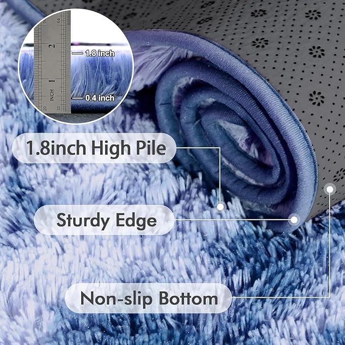 5x7 Ft Blue Shag Rugs for Bedroom Living Room Decor, Ultra Soft Fluffy Furry Area Rug for Indoor Floor, Aesthetic Carpet for Nursery Dorm Home Decor