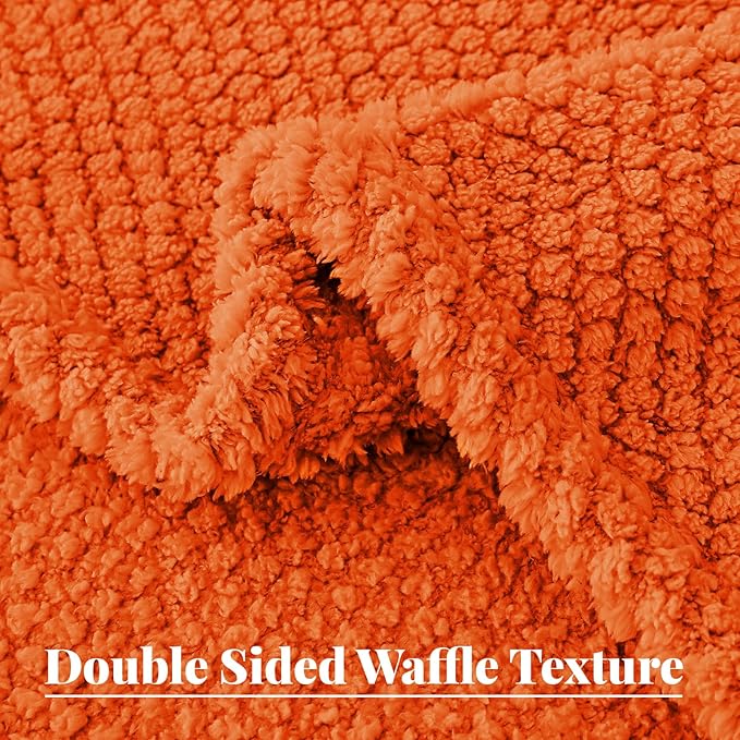 Whale Flotilla Extra Large Fuzzy Fleece Throw Blanket for Couch, 50x70 Inch Fluffy Warm Soft Jacquard Blankets for All Season, Lightweight and Cozy, Burnt Orange