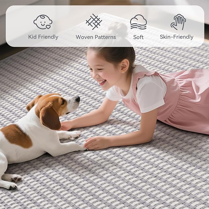 YDKGL 3x5 ft Area Rug Entryway Runner Rug Non Slip Washable, Boho Woven Kitchen Runner Rugs Door Mat Entry Rugs Carpet for Indoor Foyer Backdoor Hallway Floor Bedroom Living Room, Easy Clean, Gray