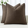 MIULEE Decorative Linen Pillow Covers 18x18 Inch Dark Coffee Chocolate Boho Farmhouse Neutral Winter Couch Throw Pillows for Bed Pack of 2 Accent Modern Pillowcase Sofa Livingroom Home Decor