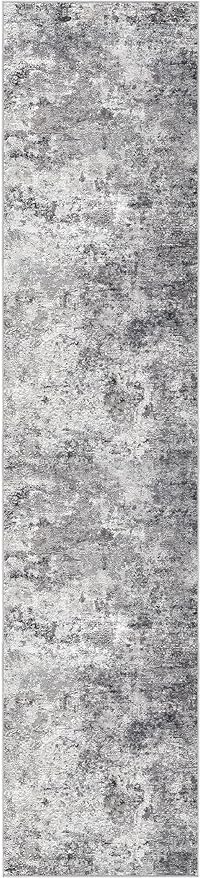 UERMEI 2X10 Washable Runner Rug for Hallway: Soft Neutral Modern Abstract Area Rug - Non-Slip Low Pile Long Throw Indoor Carpet for Kitchen Entryway Kitchen Bedroom Laundry - Grey