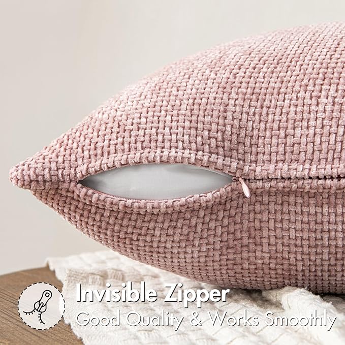 MIULEE Pack of 2 Valentines Day Couch Throw Pillow Covers 18x18 Inch Pink Modern Boho Decorative Pillow Covers Soft Cute Chenille Farmhouse Cushion Covers for Home Decor Bed Sofa Living Room