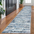 Lansny Modern Abstract Runner Rug 2x10, Grey Blue White Washable Long Kitchen Runner Non-Slip Soft Hallway Rug Runner Thin Print Faux Wool Carpet for Entryway Bedroom Laundry Room Indoor Home Decor