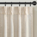 Pinch Pleated Look Light Filtering Curtains 84 Inch Length, 2 Panels Linen Textured Boho Neutral Drapes for Living Room Bedroom Farmhouse Vintage Rustic Window Curtains with Hooks