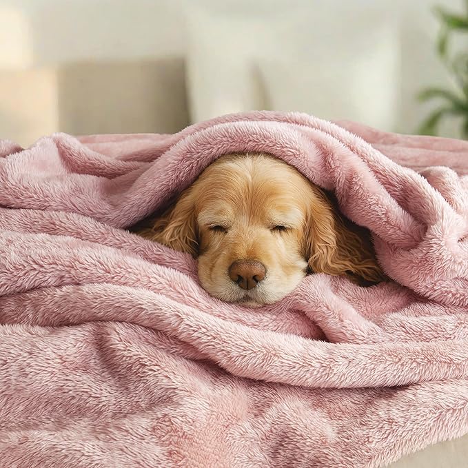 Exclusivo Mezcla Plush Fuzzy Fleece Bed Blanket Twin Size, Super Soft, Fluffy and Warm Blankets for Couch, Bed, All Season (Dusty Pink, 90x66 inches)