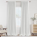 Guken Off White 100% Blackout Curtains 84 Inch Length 2 Panels Set for Living Room Bedroom Back Tab Thermal Insulated Black Out Linen Drapes Room Darkening Window Curtains 84 Inches Long