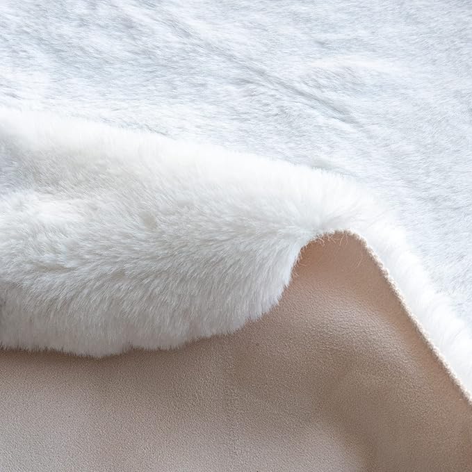ORINOVA White Faux Fur Rug 5x7 Rugs for Living Room Shag Washable Area Rug Fuzzy Rugs for Bedroom Girl Room Decor Rectangle Rug