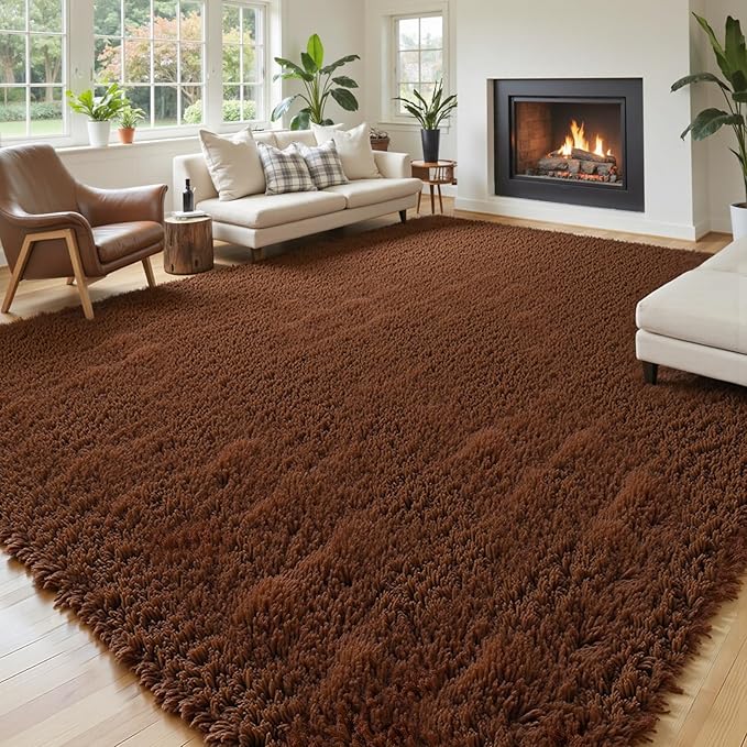 Rugs for Living Room 6x9, Alfombras para Salas Shag Large Plush Soft Area Rug, Shaggy Carpets for Bedroom, Kids Boys Girls Home Decor Aesthetic(Coffee, 6 x 9)