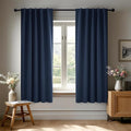Deconovo Blackout Curtains, Thermal Insulated, W38 x L63 2 Panels, Back Tab, Machine Washable, Room-Darkening Drapes for Bedroom/Living Room Navy Blue