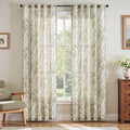jinchan Linen Blend Floral Curtains for Living Room 84 Inch Length Farmhouse Printed Curtain Rod Pocket Back Tab Sage Green Peony Flower Patterned Drapes Bedroom Curtains Set 2 Panels
