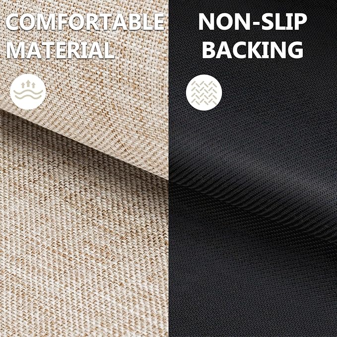 LEKEEPGO Ultra Thin Indoor Door Mat 24"x47", Low-Profile Door Mat Indoor Entrance, Non Slip Rubber Backing Inside Doormat Washable Welcome Front Entryway Dirt Trapper Entry Mat, Khaki