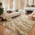 Area Rugs for Living Room, Tie-Dyed 4x6 Feet Soft Fluffy Shagg Plush Rug High Pile Indoor Modern Non-Slip Floor Carpet for Bedroom Nursery Kids Home Room Dorm Decor Aesthetic Khaki