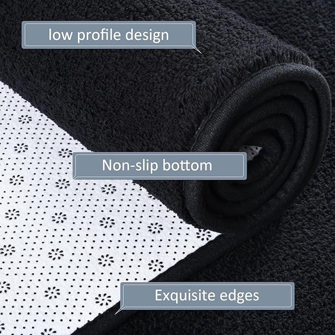 AROGAN Modern Shag Area Rug for Bedroom, 4x6 Feet Washable for Living Room, Indoor Floor Carpet, Plush Memory Foam Bedside for Kids Girls Teens Room, Low Pile Decor, Black