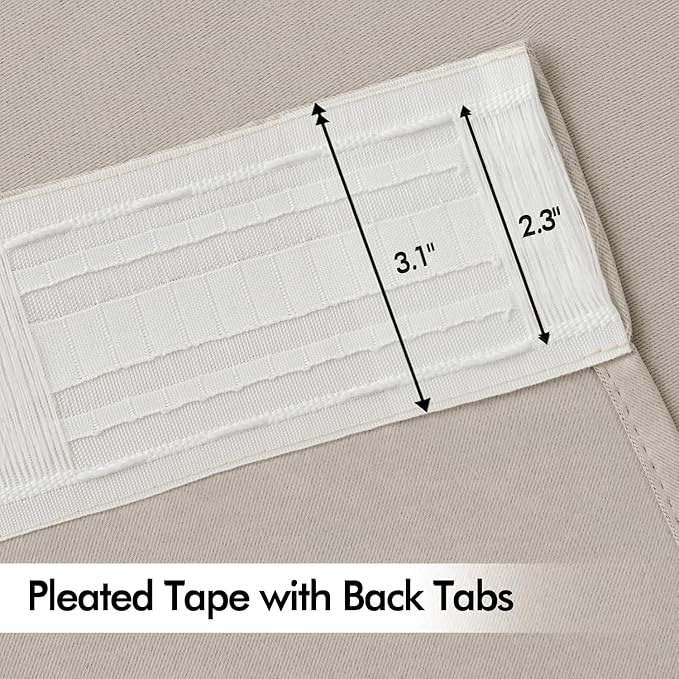 MIULEE Natural Back Tab Blackout Curtains 102 Inch Long 2 Panels Set for Bedroom, Rod Pocket/Pinch Pleated Thermal Insulated Living Room Darkening Light Blocking Floor to Ceiling Drapes