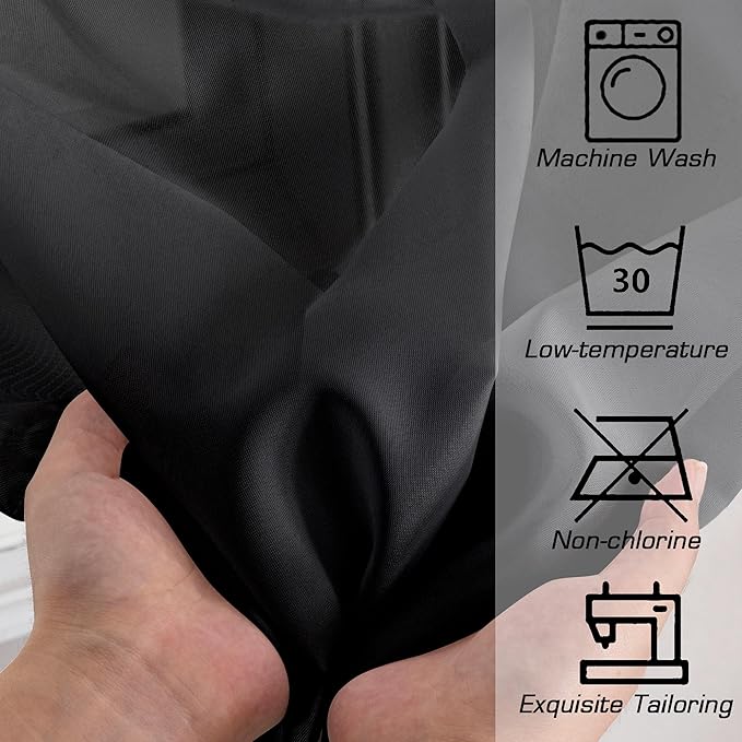 Simplebrand Black Sheer Curtains 108 Inches Long, Extra Long Rod Pocket Solid Color Window Sheer Curtain Panels, Elegant Curtains & Drapes for Living Room, Bedroom 2 Panels (Black, 59" W x 108" L)