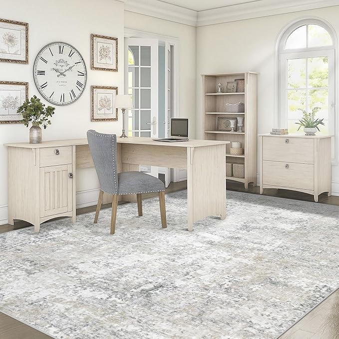 XLUEZ 6x9 Area Rugs for Living Room, Washable Modern Abstract Large Area Rug Neutral Soft Non Slip Kids Rug Stain Resistant Indoor Carpet for Bedroom Nursery Dining Room Playroom(BeigeGrey, 6'x9')