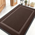 OLANLY Front Door Mat Indoor Outdoor Entrance, Waterproof All-Season, All-Weather Doormat, Sturdy Natural Rubber, Fade Resistant, Low Profile, Easy Clean Patio Porch Entryway Mat, 47x32, Dark Brown