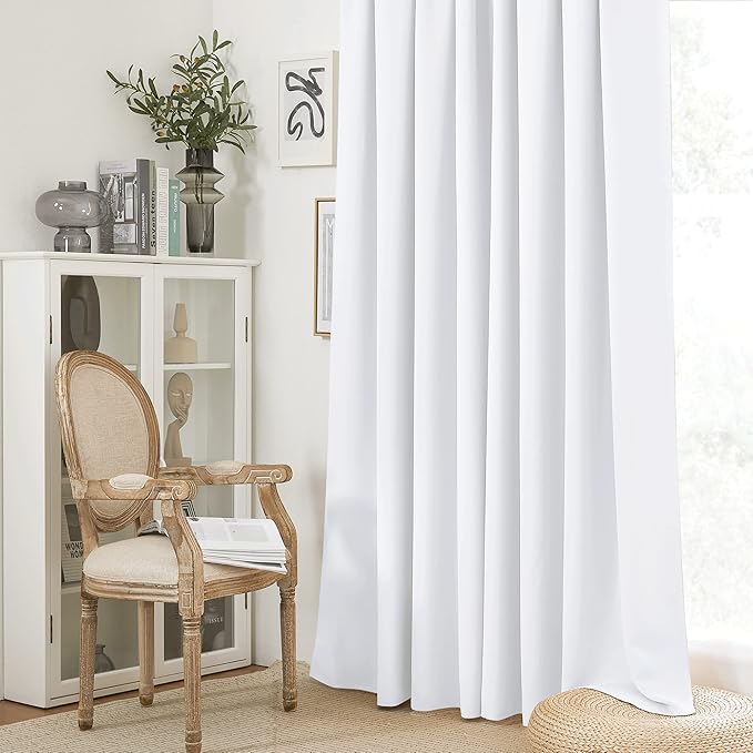 RYB HOME Blackout Curtains for Bedroom 102 inches Long, Privacy Thermal Insultaed Sunlignt Heat Blocking Drapes for Sliding Patio Door, Width 42 by Length 102, Pure White, 2 Panels Set