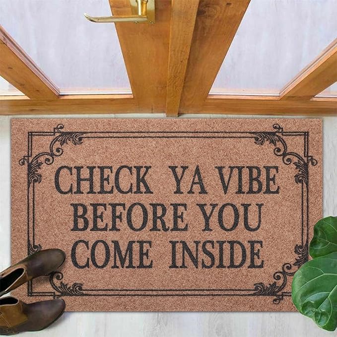 Front Door Indoor Outdoor Entrance Doormat Brown Rubber Welcome Door Mat Come Inside This House Doormat Anti Slip Easy to Clean Corridor Patio Entry Mat 36" x 24"