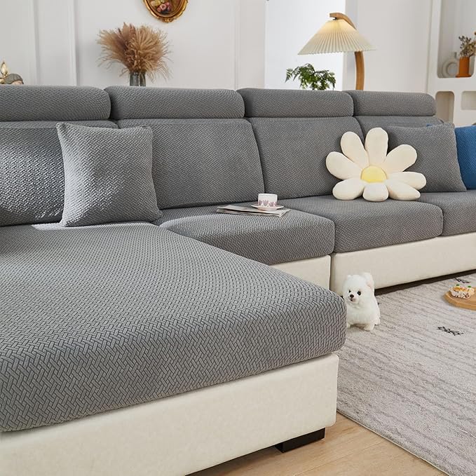 Sofa Covers Couch Covers for Sofa Pet Friendly Couch Cushion Covers Universal Sofa Covers Washable Stretch Slipcovers for Sectional Sofa (Texture Gray,Extra Large Single Seat Cover)