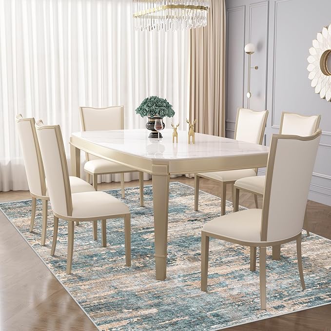 6x9 Area Rugs for Living Room, Washable Modern Abstract Large Area Rug Neutral Soft Non Slip Kids Rug Stain Resistant Indoor Carpet for Bedroom Nursery Dining Room Playroom(GreenBrown, 6'x9')