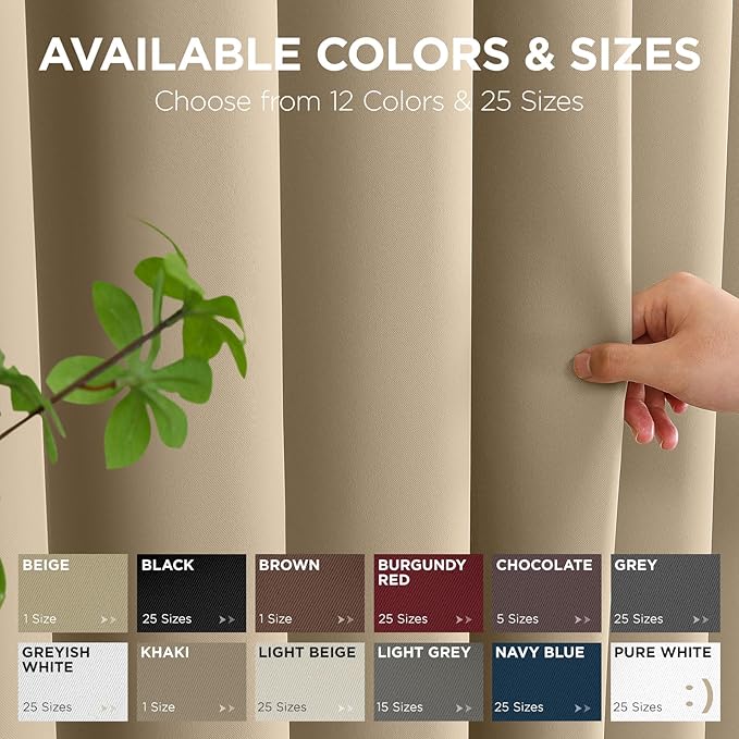 Joydeco Blackout Door Curtain for Doorway Privacy 108 Inches Long, Grommet Closet Curtain for Open Closet, Room Divider for Bedroom Living Room (Light Beige, 52Wx108L, 1 Panel)